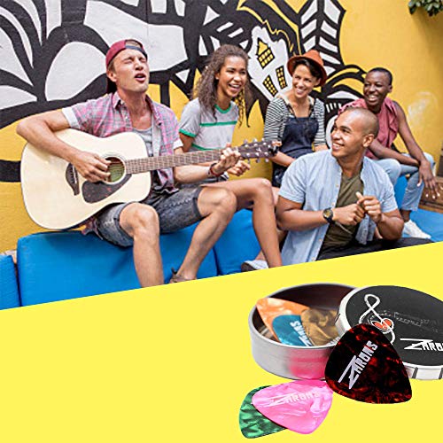 ZHRUNS 12 Pack Abstract Art Colorful Guitar Picks, Unique Guitar Gift For Bass, Electric & Acoustic Guitars Includes 0.46mm, 0.71mm, 0.96mm (12PCS)