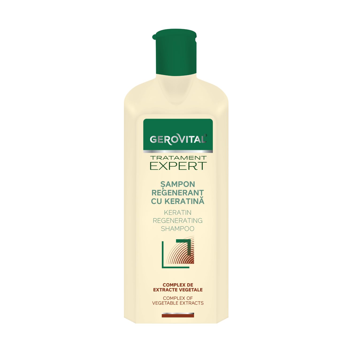 Gerovital Regenerating Shampoo with Keratin - Repairing and Anti-Fall Action - Hydrates and Strengthens Dry and Damaged Hair, 400 ml