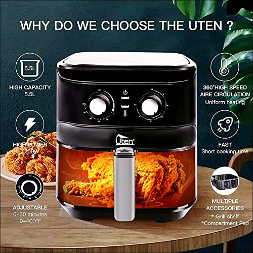 Air Fryer 5.8Qt/5.5L Uten Electric Airfryer with Temperature Control