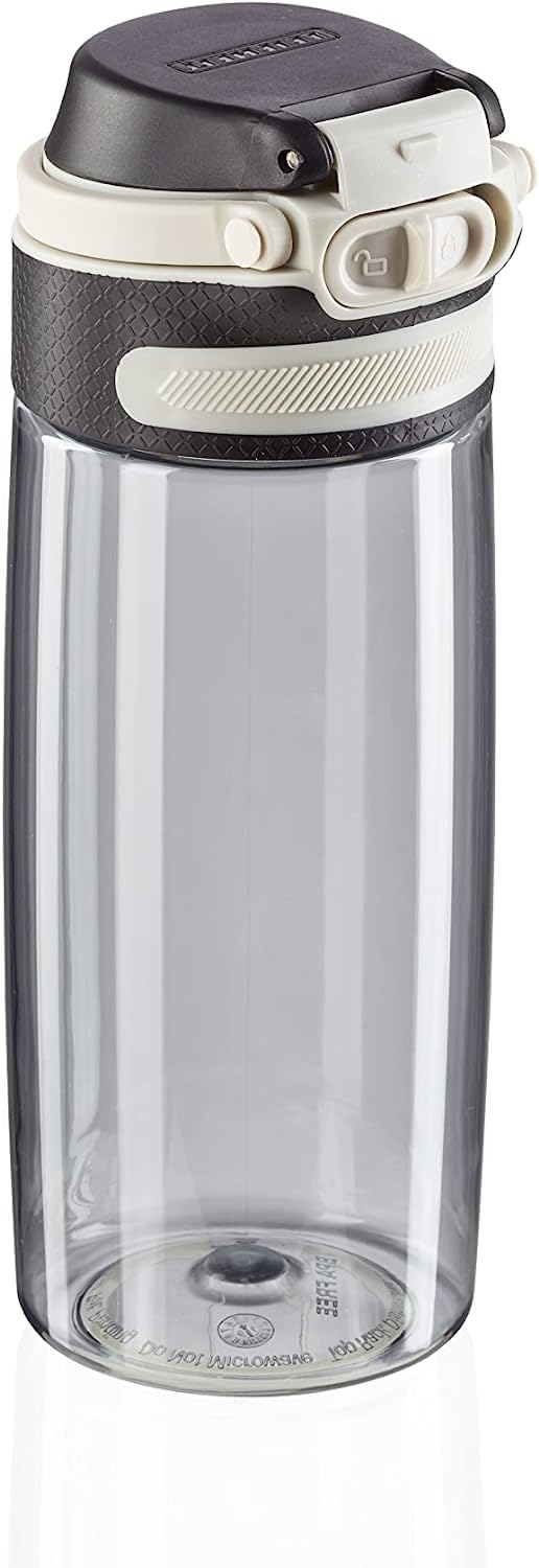 Leifheit Tritan Bottle Flip 550 ml, 100% Leak-Proof Sports Bottle, One Hand Opening, Lightweight and Shatterproof Water Bottle, Fruit Filter, Sustainable Water Bottle, BPA-Free, Silver