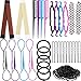 536 Pieces Hair Braiding Tools Include French Twist Bun Makers DIY Hair Styling Tool Kit Hair Braid French Centipede Braiders Hair Bobby Pins Mini Rubber Bands