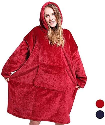 WANZIJING Amazing Comfy Warm, Soft, Cozy Sherpa Blanket Sweatshirt, Seen on Shark Tank for Adults & Children, Reversible, Hood & Large Pocket, One Size