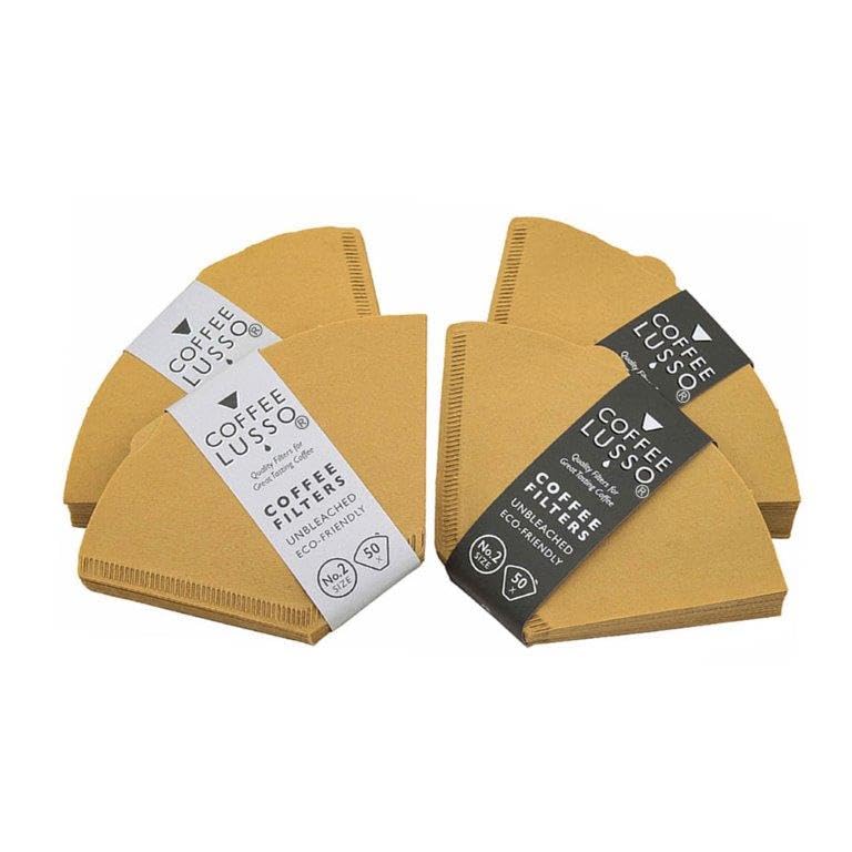 Size 2/No.2/12 Coffee Filter Papers by COFFEE LUSSO, Cone Shaped, Unbleached, Eco Friendly (200)