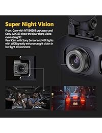 Uber Dual Dash Cam, Z Edge Z3Pro 2.0 "Pantalla infrarroja de visión nocturna Cámara de visión delantera y interior, Cámara doble para auto de 1920x1080P, con tarjeta de memoria de 32GB, Sensor Sony, Supercapacitor, WDR, Gran angular de 150 °
