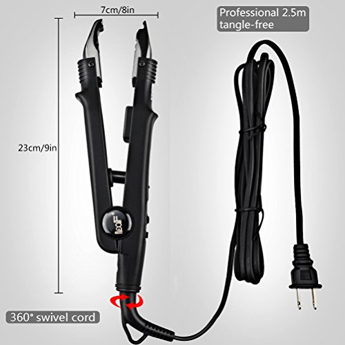 Professional Hair Extension Tool Fusion Hair Connector Heat Iron Wand Melting Tools, with Adjustable Temperature Setting (210℉ - 390℉), Dual Voltage, Black, BLUETOP
