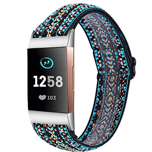 Triblanc Compatible with Fitbit Charge 3/Charge 4 Nylon Soft Strap Stretchy Elasticity Replacement Band for Fitbit Charge 3 / Charge 4, Bands with Men and Women — image 1