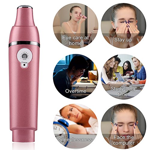 SUNMAY Halo Sonic Eye Massager, 42℃ Heated Treatment Wand for Eyes fatigue, Anions Import to Promote Eye Cream Effectively Absorb (Rose Gold)