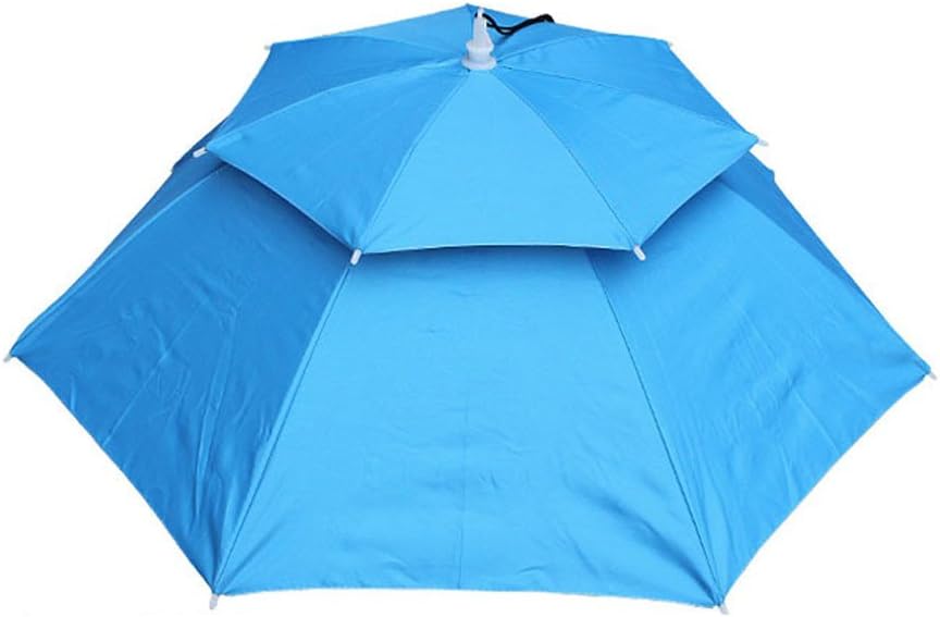 Umbrella Hat, Outdoor Foldable Double Umbrella Hat Sun Rain Cap Camping Fishing, Double Foldable Outdoor Sun Protection Umbrella Hat