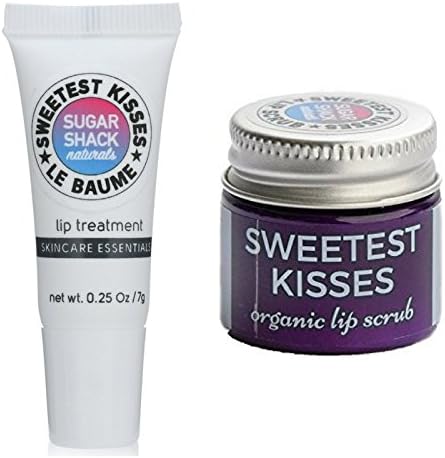 Sweetest Kisses Lip Duo: Best 2 Step Lip Kit Combination for Soft Smooth Naturally Beautiful Plump Healthy Kissable Lips Includes Two Best Sellers Organic Sugar Scrub and Le Baume Glossy Plumping Balm