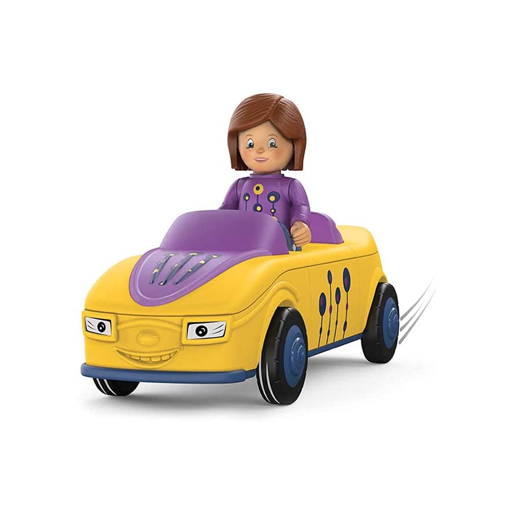 Toddys by siku 0104, Zoe Zoomy, 3-piece vehicle, Interconnectable, Includes movable toy figure, High-quality friction motor, Yellow/Purple, 18+ months