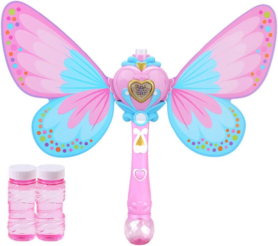 MiK Kids Handheld Magic Wand Bubble Machine Electric Butterfly Bubble