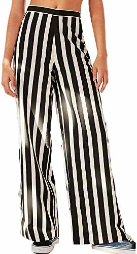 Women Xander Lounge Palazzo Stripe Pants With High Waist, Wide Leg, Nature Rise (L)