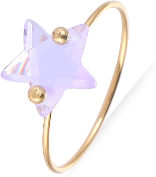 Amazon Baduレディース ハンドメイド ステンレス 指輪 リング かわいい 星 スター 煌く 14号 Purple リング 通販