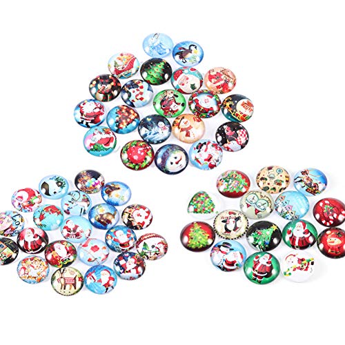 60 Pcs Glass Cabochons,Mosaic Printed Glass Dome Cabochons Mosaic Tiles for Jewelry Crafts Making - Thumbnail 6