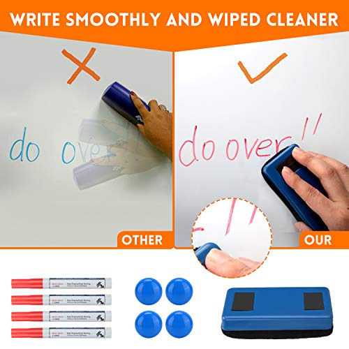 Mobile Whiteboard Magnetic White Board-48 x 36 inches, 360° Reversible Double Sided Dry Erase Board Easel Standing on Wheels With Aluminum Frame