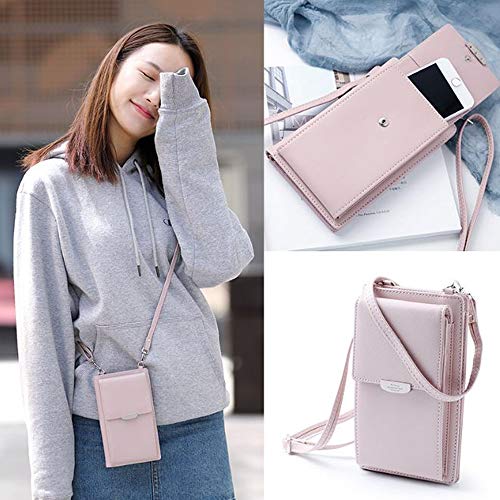 Kingto Cellphone Purse Small Cross body Bag Waterproof Smartphone Wallet Phone Holder for Women (pink two)