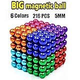 JIAKELOVEYI Magnets Toys 216 Pcs of 5MM 8 Colors Fidget Blocks Magnetic Building Blocks for Development Learning and Stress Relief Office Desk Toys for Adults and Kids (8 Parts)