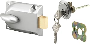 Prime-Line GD 52119 Center Mount 5-Pin Tumbler Deadbolt Lock – Aluminum Painted Diecast Inside Lock with Heavy Duty Steel Spring Bolt – Surface Mount Deadbolt Fits Most Overhead Garage Doors