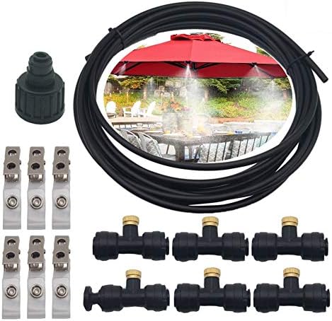 Patio Misting Cooling System Leak Proof Misting System 26.2FT (8M) Misting Line + 12 Mist Nozzles Outdoor Mister for Waterpark