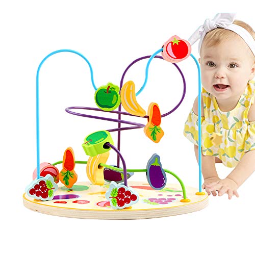 GEMEM Wooden Beads Maze Fruit Toddler Roller Coaster Educational Baby First Toys Cube for 1 2 3 Year - //coolthings.us