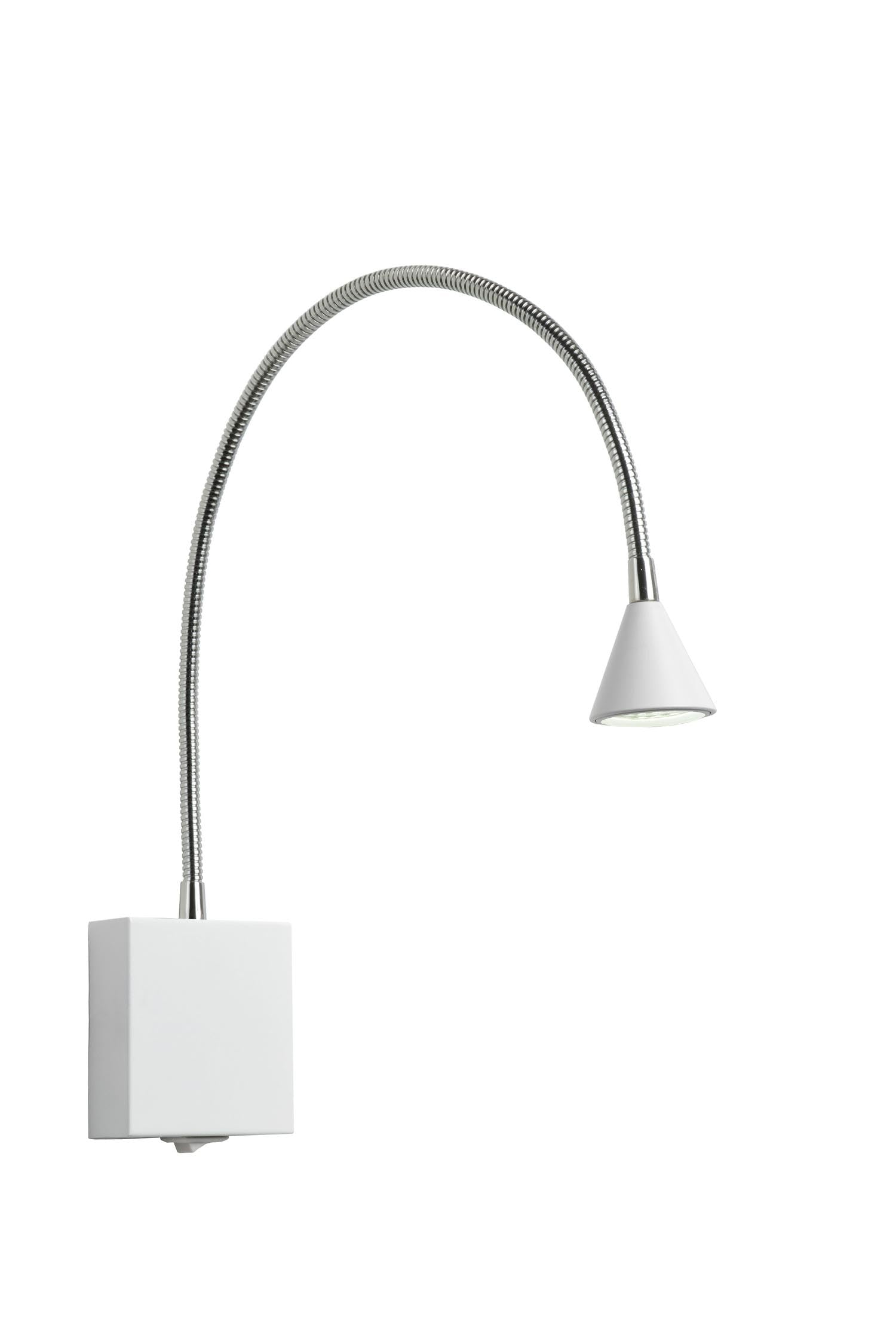 LUCIDE Bedside lamp, Metal, Integrated LED, 3 W, White, Chrome