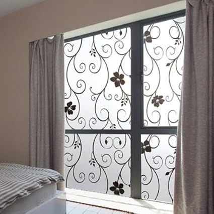 Omg Shop Glass Stickers Home Decor Frosted Black Wrought Iron Flower Sticker 45cm 17 7 Inch Wide 100cm