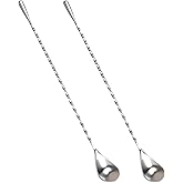 Muaoush 2 Pack Bar Spoon, Cocktail Stirrers, Long Spoons for Stirring, 12 Inch Professional Spiral Stir Spoon for Bartenders,