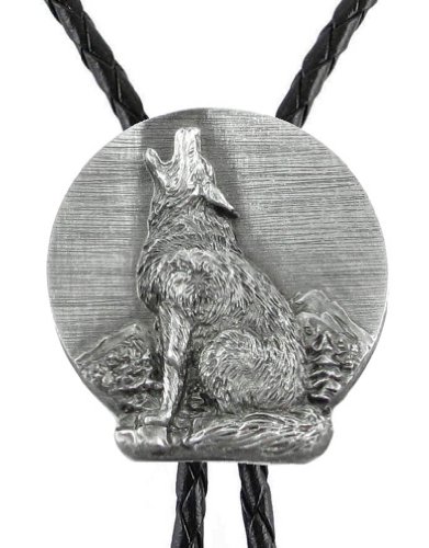 Bolo Tie - Howling Wolf - Sculpted Pewter Bolo - Unpainted
