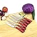 Red Knife Set by Kniv | Chefs, Paring, Utility, Carving, Bread, Steak Knives, 11 Comfortable Good Weight Pieces, Cut Like a Professional Chef (Sharp Wedding Gift)