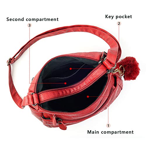 Women Crossbody Bag Pocketbooks Soft PU Leather Purses and Handbags Multi Pocket Shoulder Bag Messenger Bag
