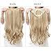 SARLA Clip in U Part Hair Extensions Synthetic Long Wavy Curly Thick Full Head Hairpiece for Women Off Black 24 Inch