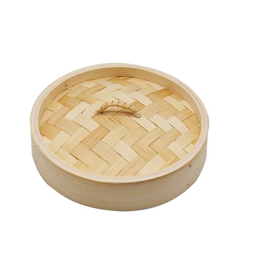 Küchenhandwerk, orientalischer zweischichtiger Bambusdampfer und Deckel aus der Welt,A,20cm/7.87inch
