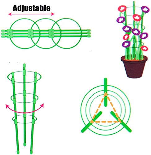 5 Stück wiederverwendbare Gartenpflanzenstütze, Metallringe, faltbar, klein, Garten & Outdoor, Rankgitter, Blume, Edelstahl, Klettern, Gemüse, Blumen & Obst, Käfig mit 3 verstellbaren Ringen – Bild 4