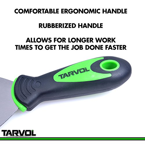 4" Putty Knife (HEAVY DUTY - FLEXIBLE STIFF BROAD KNIFE BLADE) Paint & Wall Scraper - Carbon Steel - Ergonomic Comfort Handle - Perfect for Spackle, Spreading Scraping Walls, Floors, Tile, & More! - Thumbnail 3