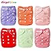 Cloth Diapers, Angel Love 6 Pack Diaper Covers+6 Diaper Inserts+1 Wet Dry Bag, Baby Washable Cloth Pocket Diapers, Reusable, All in one Size, Adjustable Snap, Gift Set, 2ZH02 (Girl Color)
