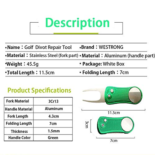 WESTRONG Golf Divot Repair Tool, Foldable Magnetic Pop-up Button Stainless Steel Switchblade with Detachable Golf Ball Marker