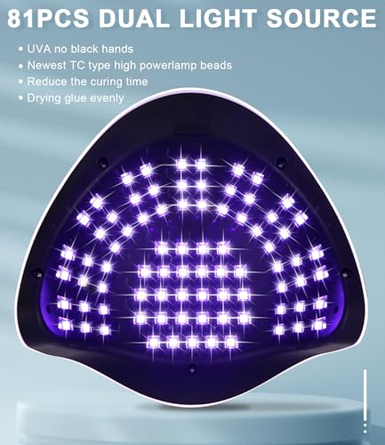 UIHOL UV LED Nail Lamp, 380 W Professional 81 LED Lamp Balls, Semi-Permanent Curing Quickly Pedicure Oven for All Nail Polishes, Automatic Sensor for Manicure at Home and in the Salon