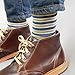 Sock Habit Men's Colorful Patterned Dress Socks, Striped Polka Dot, Blue Gold Grey