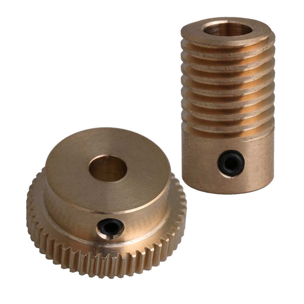 CNBTR 0.5 Modulus Brass Worm Gear Shaft Set 6mm Hole Dia + 50T Brass