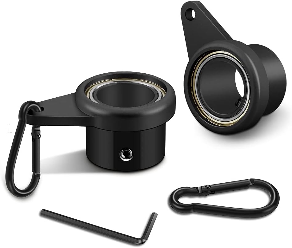 Flagpole Hardware - Loretoy Flagpole Ring Set with Bearings, Aluminum Alloy Flag Pole Rings, 360° Rotating Flag Mounting Ring, Spinning Flag Pole Clips Kit with Carabiner for 0.75-1.0 Inch Diameter Flagpole|Black-2 Pack