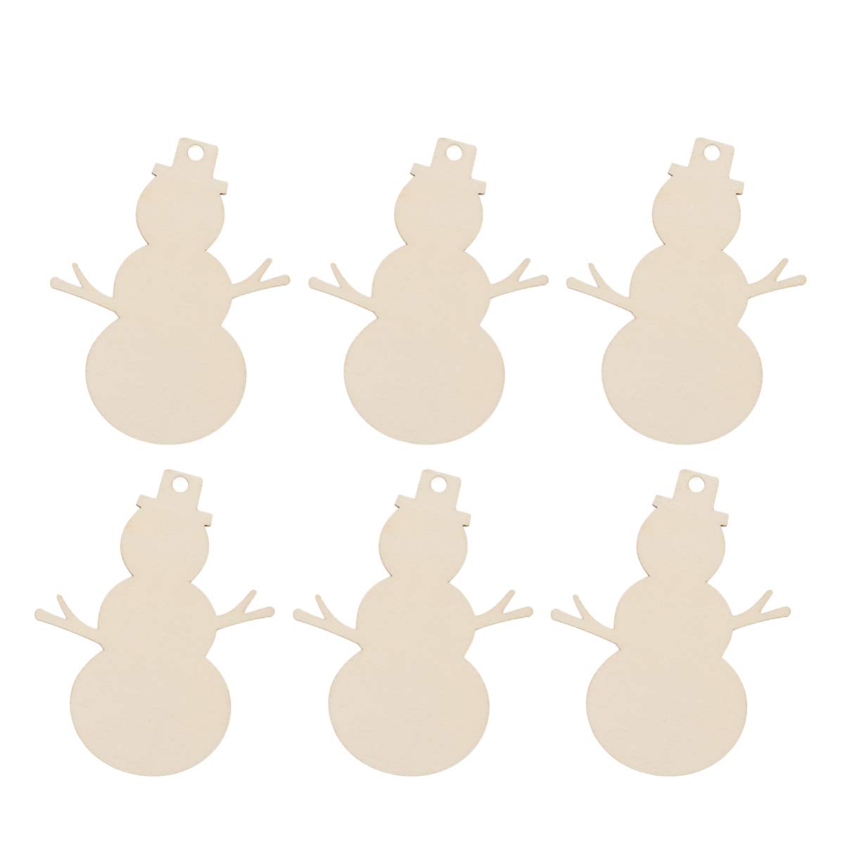 WINOMO 50pcs Wooden Christmas Ornaments Unfinished Snowman Wood Cutouts Slices Gift Tags Embellishments Xmas Hanging Decorations Holiday Party Supplies Favors