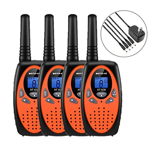 Walkie Talkies 4 Pack Kids Long Range Rechargeable Walkie Talkies 22 CH 3 Miles High Sound Quality 2 Way Radios Walkie Talkies for Kids Boys Girls Camping Hunting Car Cruise Orange