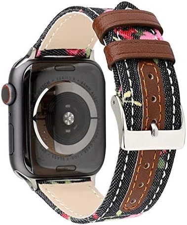 Compatible with Apple Watch Band 38mm Women, Floral Pattern PU Leather Wristband Replacement for Apple Watch Strap Bracelet for iWatch 38mm Series 3 2 and Series 1