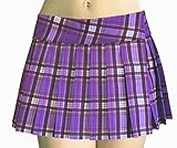 Purple Plus Size Schoolgirl Tartan Plaid Pleated Mini Skirt Purple