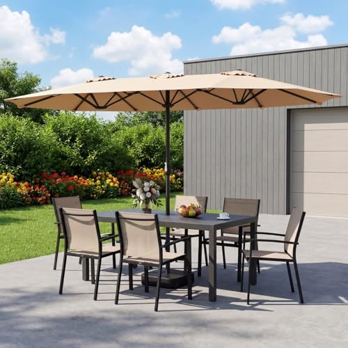 buy patio umbrellas PURPLE LEAF 11 ft. x 15 ft. Large Windproof Aluminum Outdoor Cantilever  offset 360 Rotation Patio Umbrella with Base, Gray PPL4CHC1115-GYB