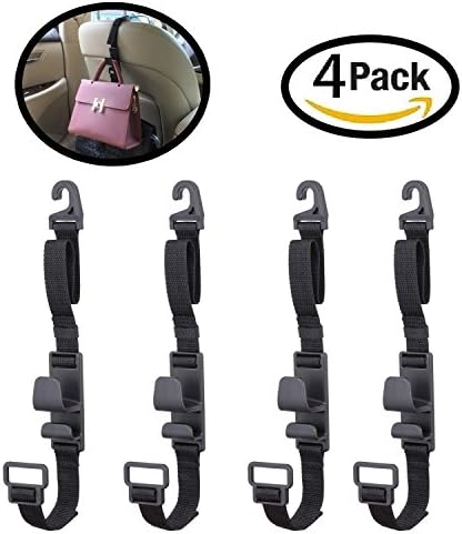 FAZHEN 4 PACK Car Seat Headrest Hooks Universal Vehicle Car Seat Back Headrest Bottle Holder Strong And Durable Backseat Headrest Hanger Storage For Handbags, Purses, Coats, and Grocery Bags
