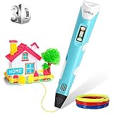 Canbor 3D Pen, 3D Printing Drawing Printer Pen Arts Crafts DIY Kids Adults, Compatible PLA ABS Filament,Safe Bright LED Display - Blue