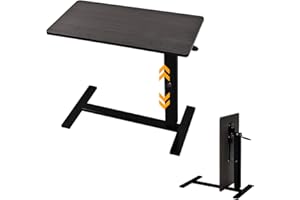 lumizone Foldable Overbed Table with Wheels Adjustable Height Bedside Desk 27.56"-36.61" Rolling Hospital Bed Table with Casters Medical Tray for Home Use Desk Over The Bed