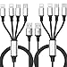 Multi Charger Cable ThinkANT 2Pack 5FT Nylon Braided Universal 4 in 1 Multiple USB Charging Cord Adapter With 8Pin Plug x2/Type C/Micro USB Port Connectors for Mobile Phones Tablets and More