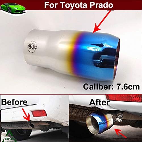 Car Stainless Steel Extension Pipes Exhaust Pipe Trim Muffler Rear Tail Pipe Tip Tailpipe Car End Tipe Blue Color for Prado 2011 2012 2013 2014 2015 2016 2017 2018 2019 2020